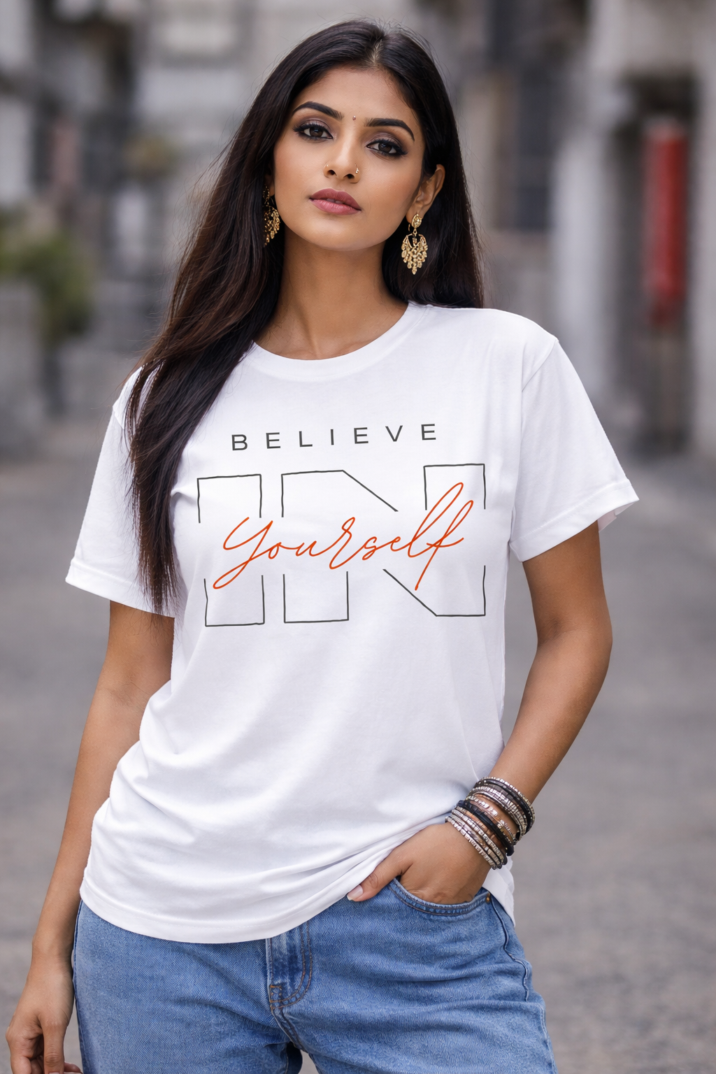 Believe Yourself Printed T-Shirt for Women
