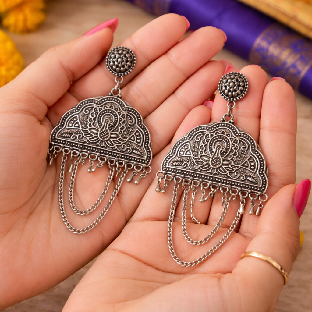 Earrings with Chain Tassels