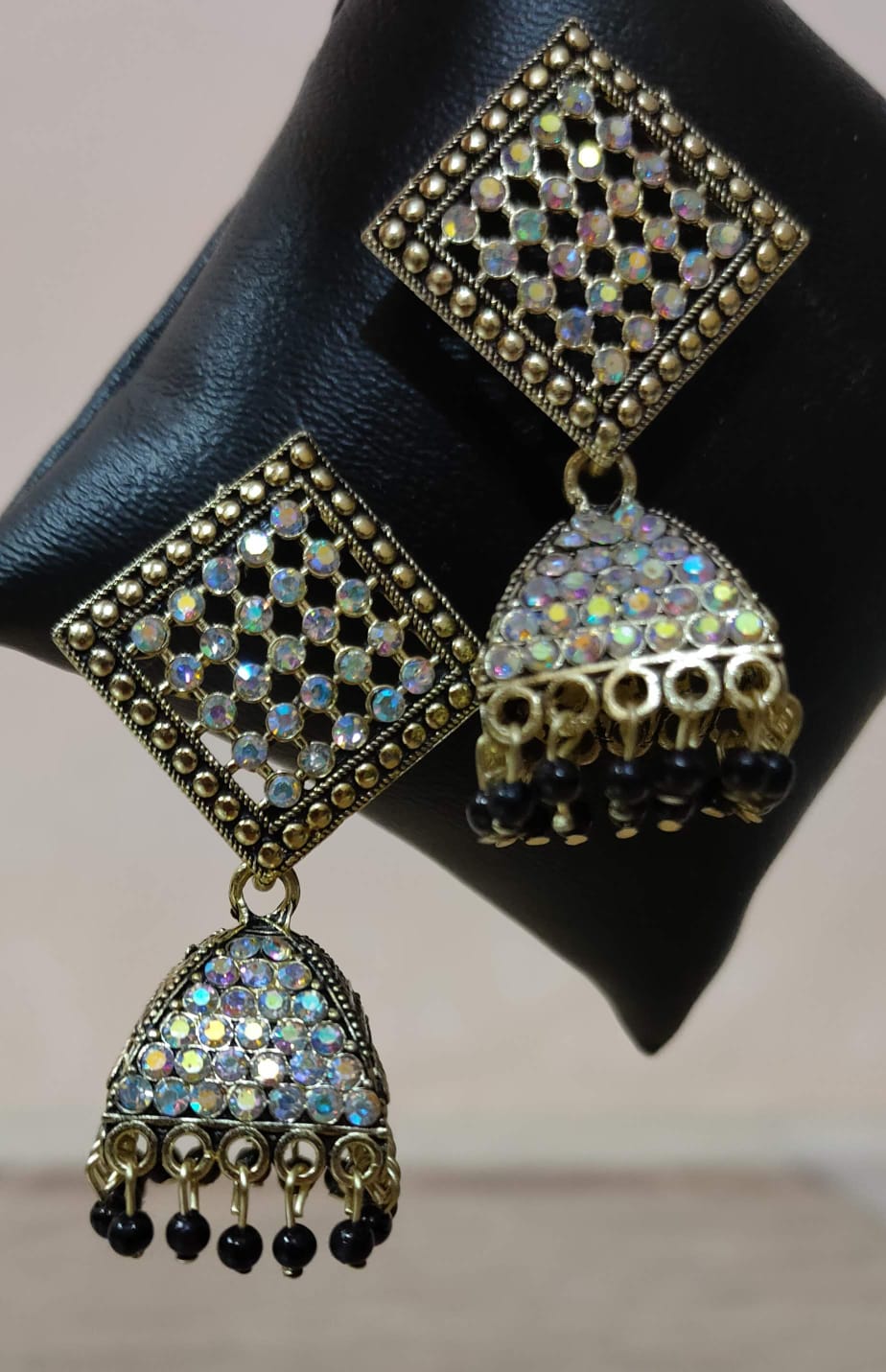 Gold Crystal Stud Jhumka