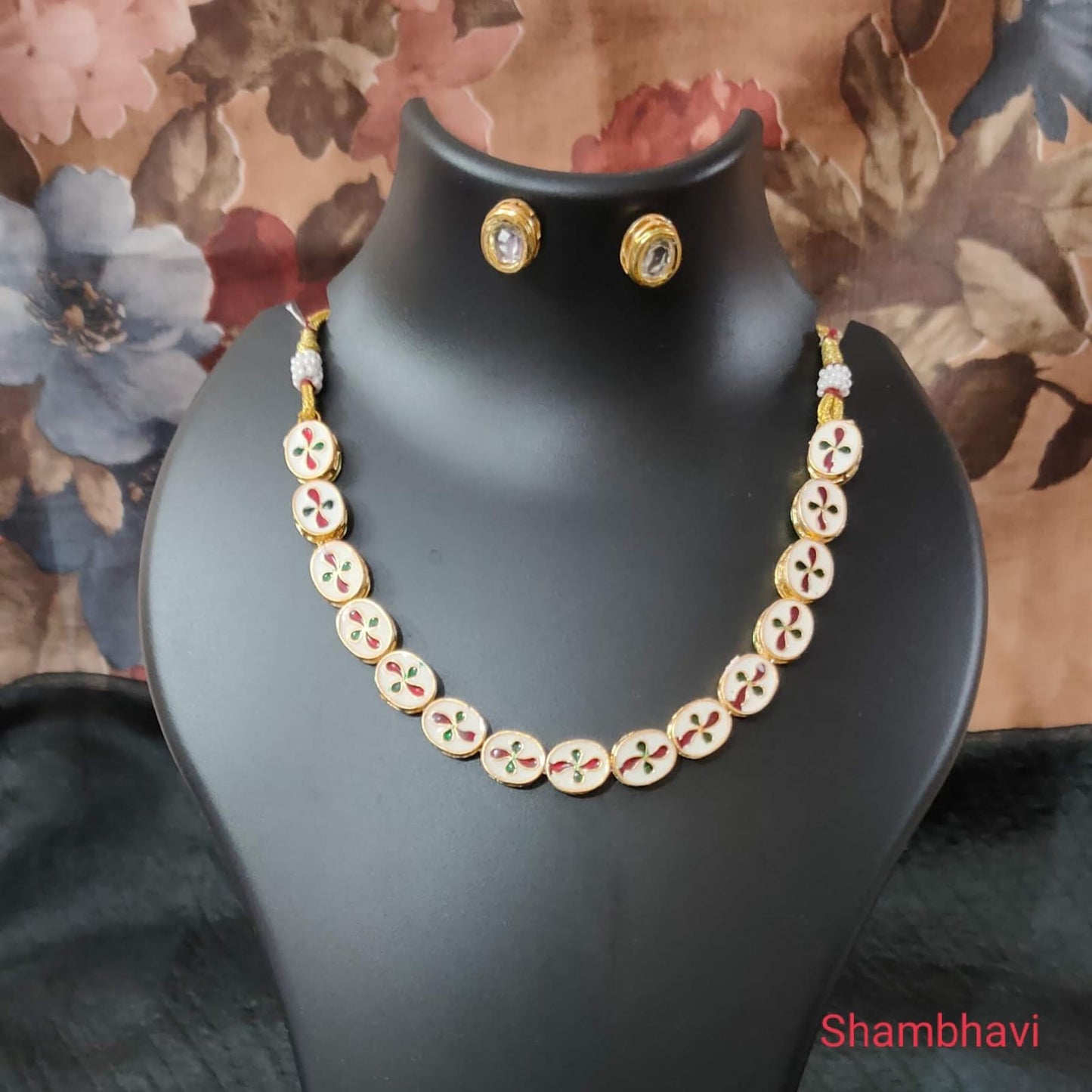 Traditional Meenakari Floral Necklace Set